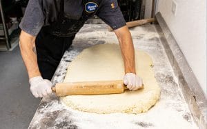 Rolling out dough, at Biscuit Belly